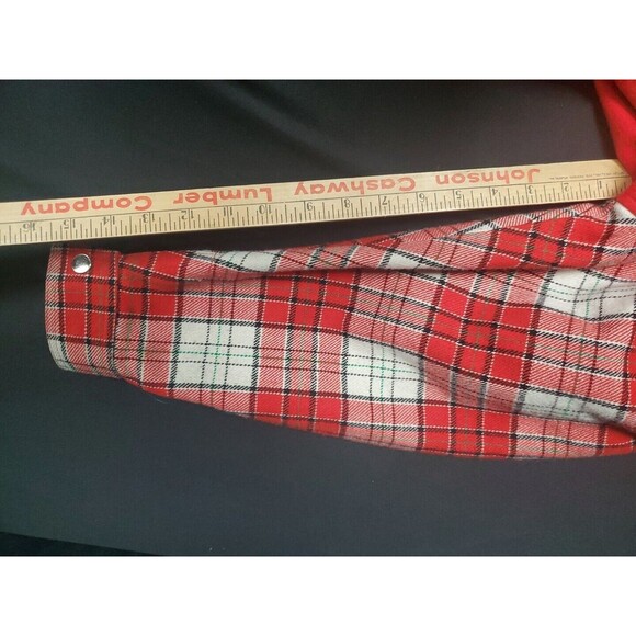 Gym Fashion Varsity Jacket Coat Red Plaid Sleeves Zip Up Unisex 1980s Vintage - Picture 5 of 8